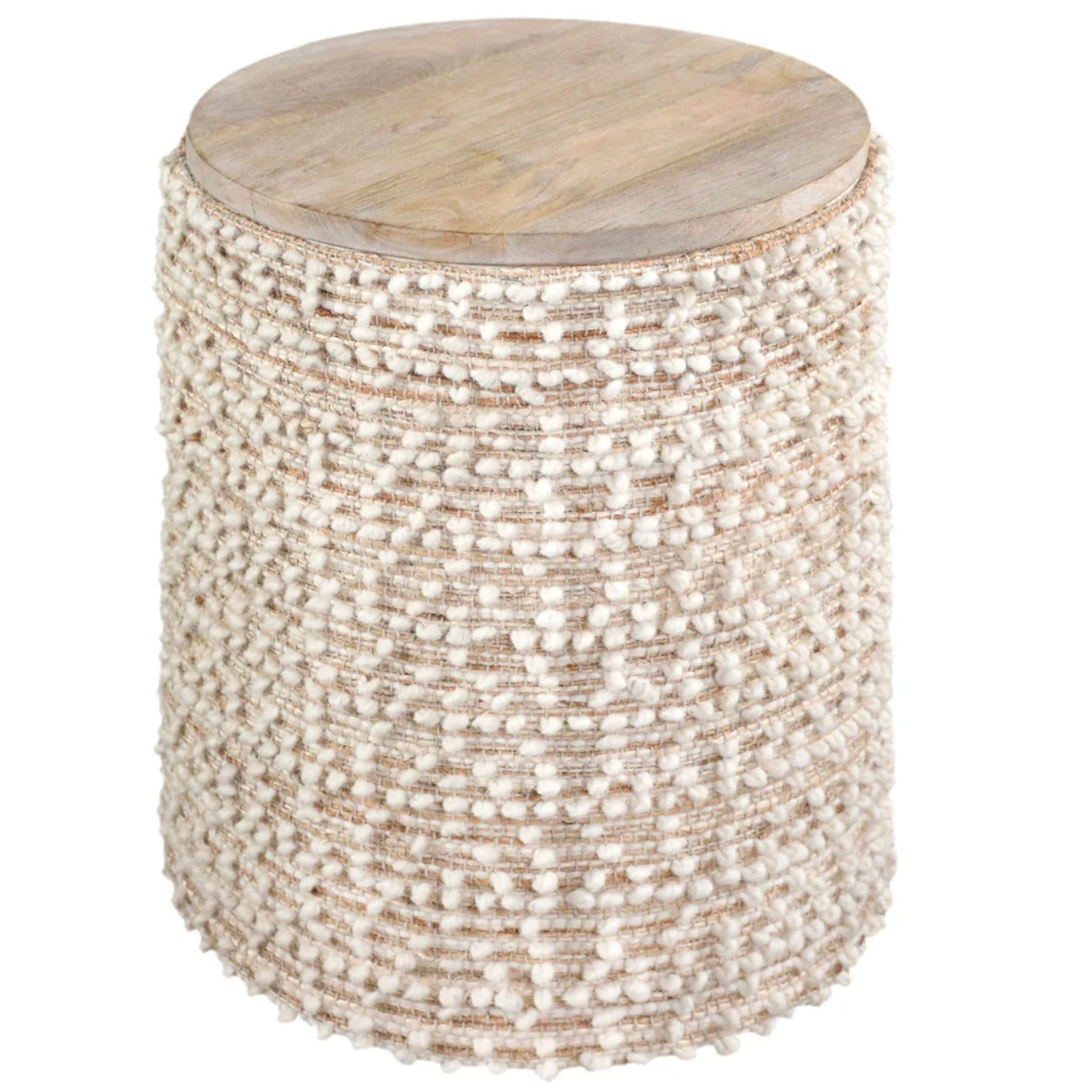 Anaya Home Natural Boucle Handwoven Storage Side Table - Image 2