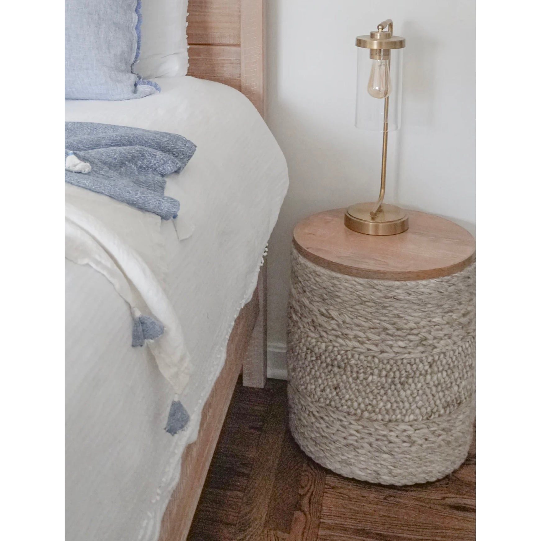 Anaya Home Textured Taupe Handwoven Storage Side Table - Image 3