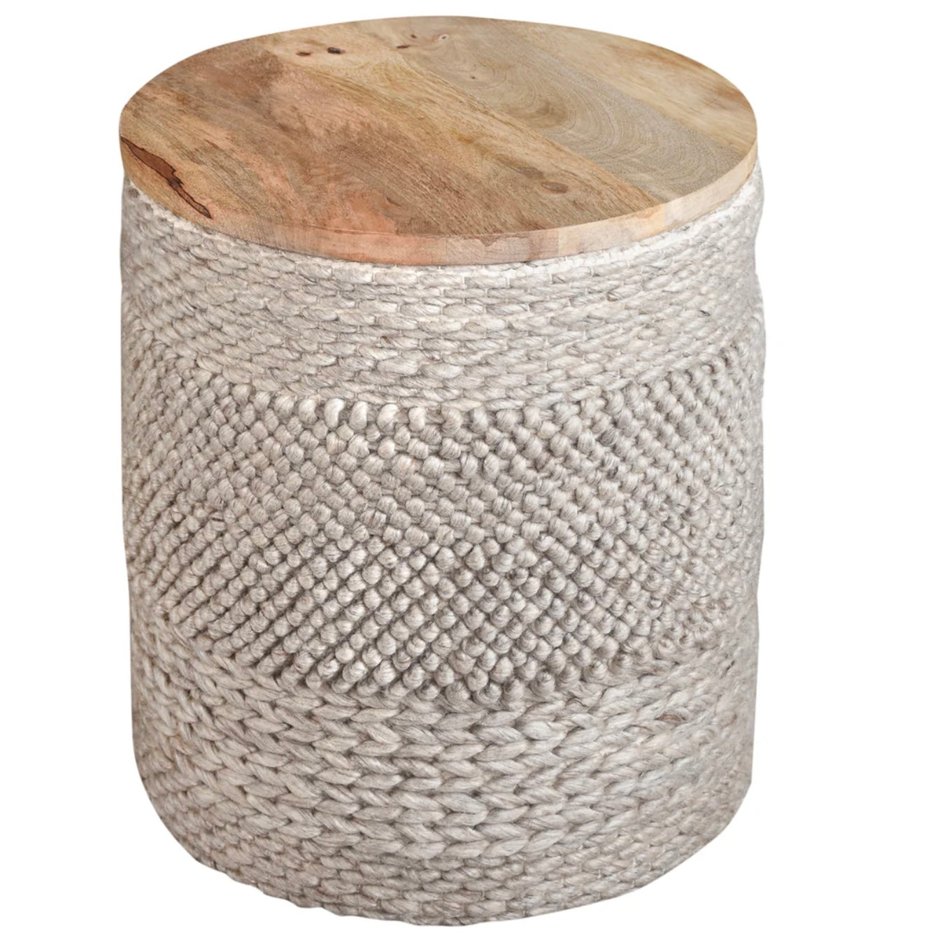 Anaya Home Textured Taupe Handwoven Storage Side Table - Image 2