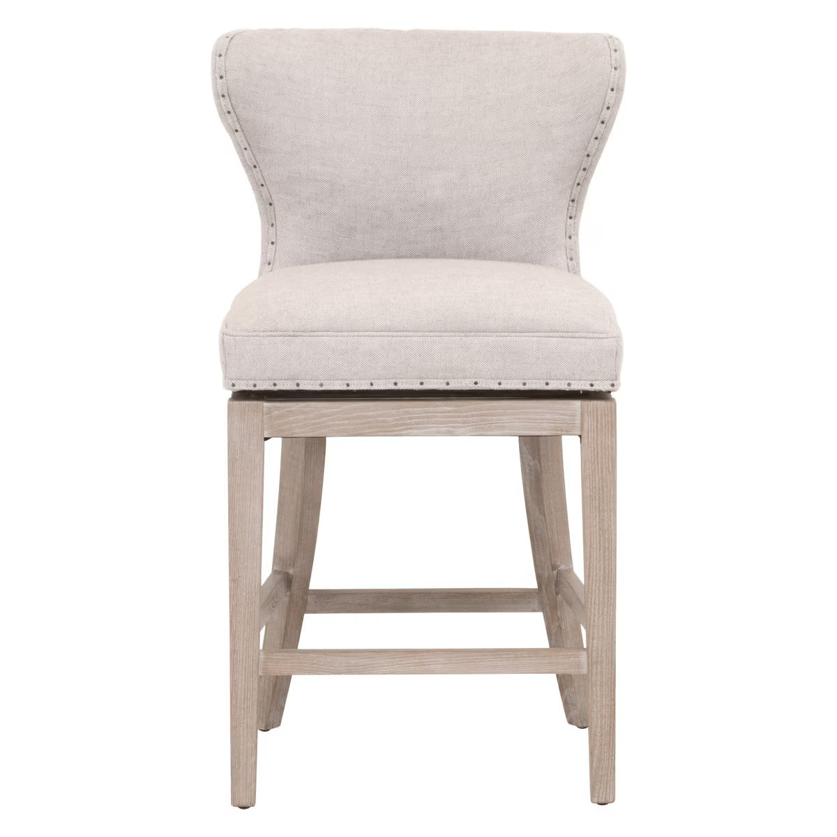 Essentials For Living Milton Swivel Counter Stool ~ Performance Bisque French Linen With Natural Gray Ash Frame - Image 1