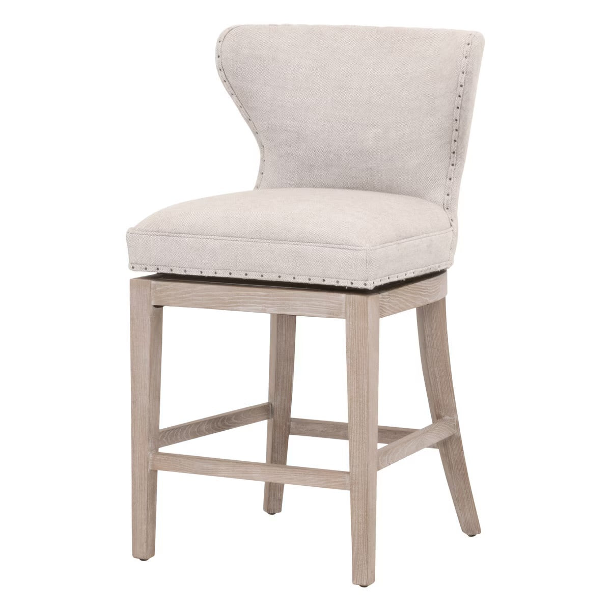 Essentials For Living Milton Swivel Counter Stool ~ Performance Bisque French Linen With Natural Gray Ash Frame - Image 2