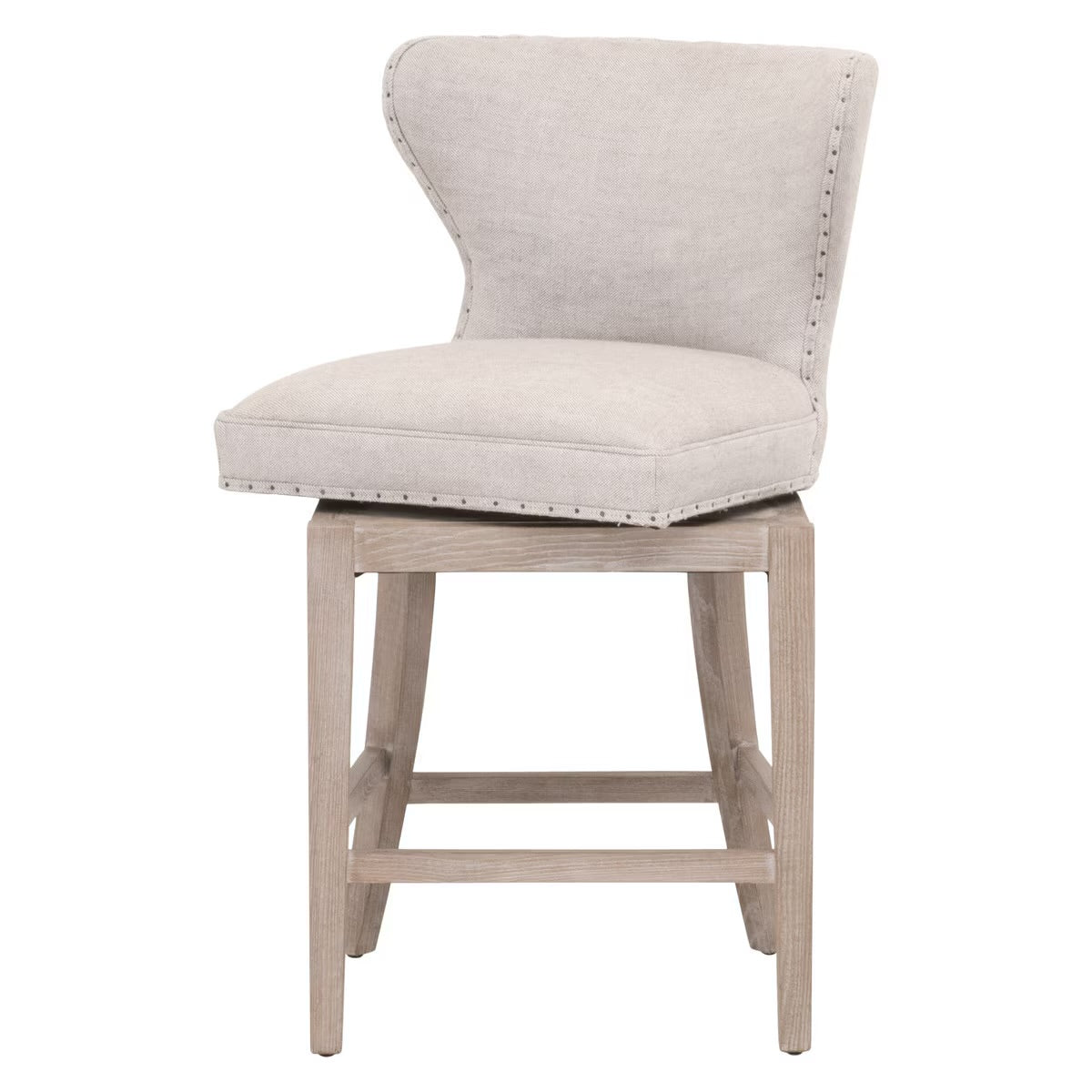 Essentials For Living Milton Swivel Counter Stool ~ Performance Bisque French Linen With Natural Gray Ash Frame - Image 3