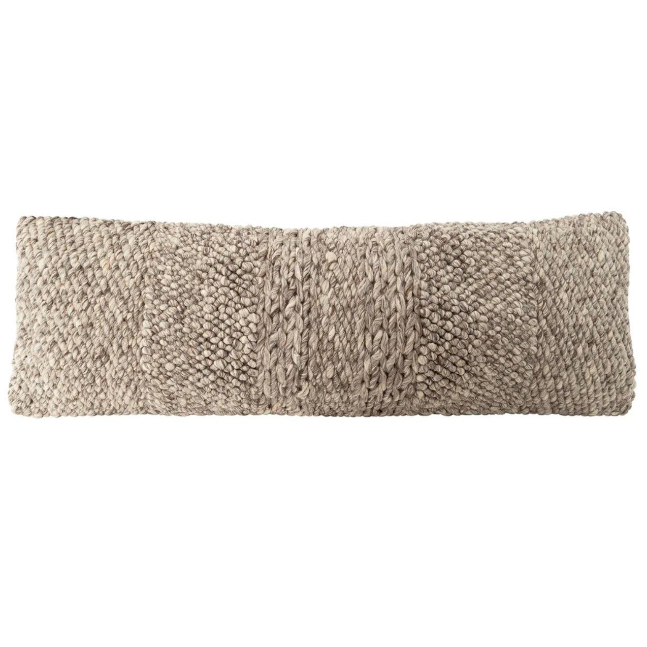 Anaya Home Textured Taupe Handwoven Pillow 14x40 With Down Insert - Image 2