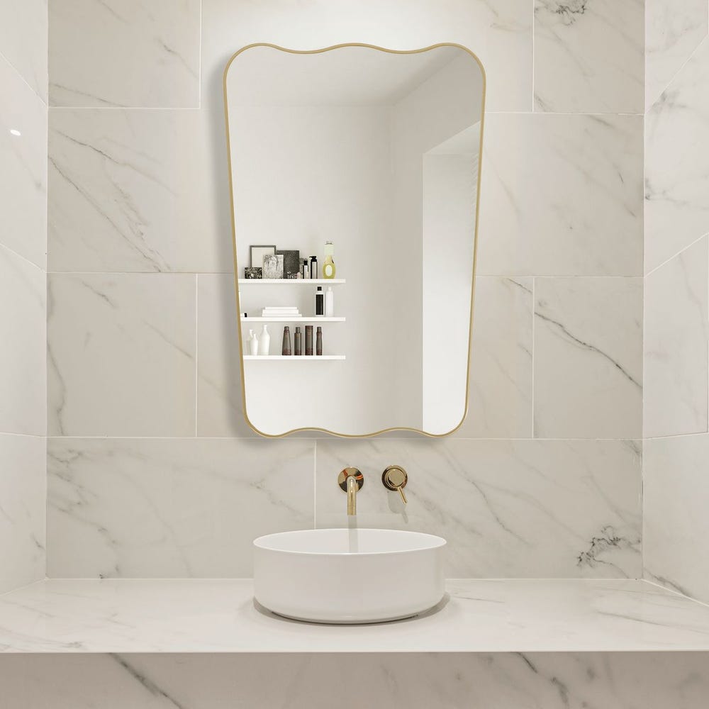 Casa Bella Living Warm Gold Sculpted Mirror