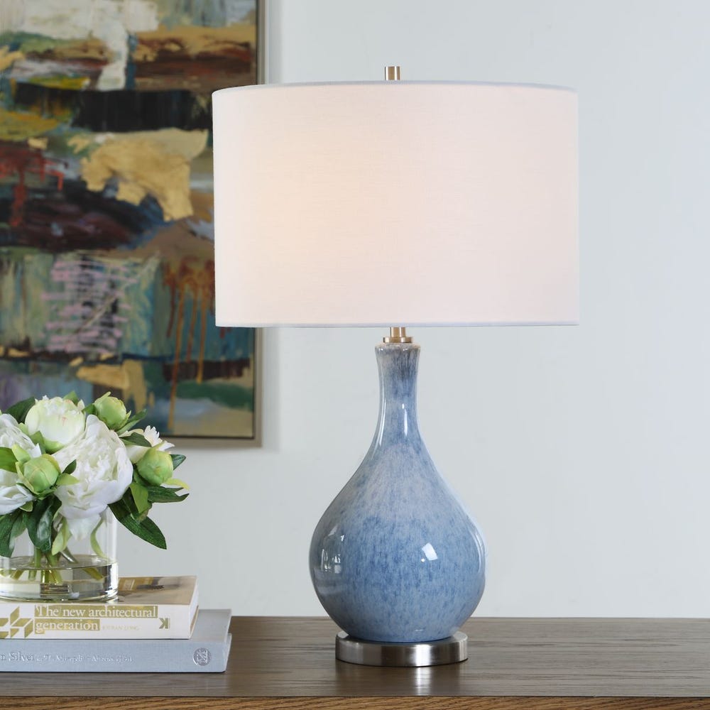 Casa Bella Living Elegant Soft Blue Glazed Accent Lamp