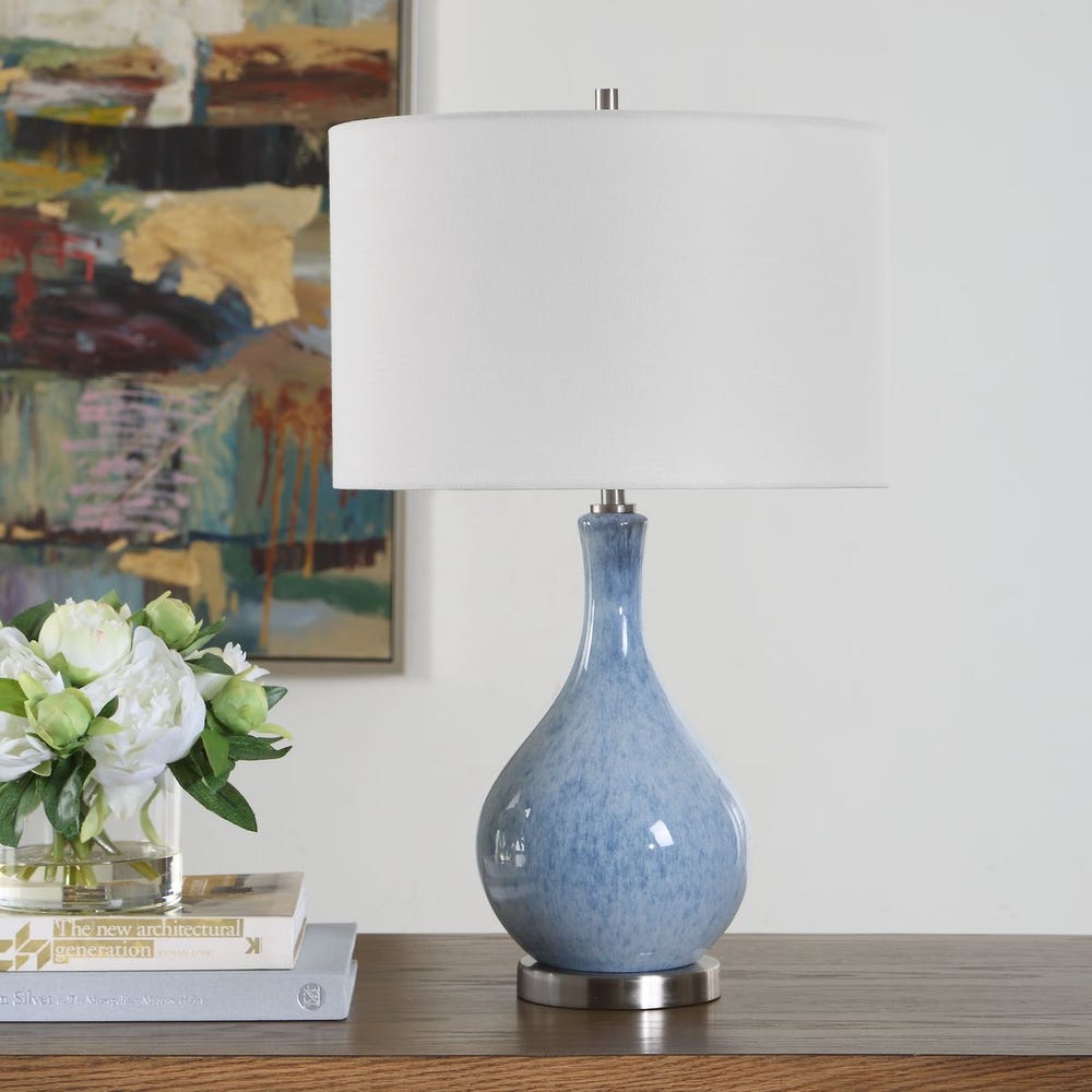 Casa Bella Living Elegant Soft Blue Glazed Accent Lamp - Image 2
