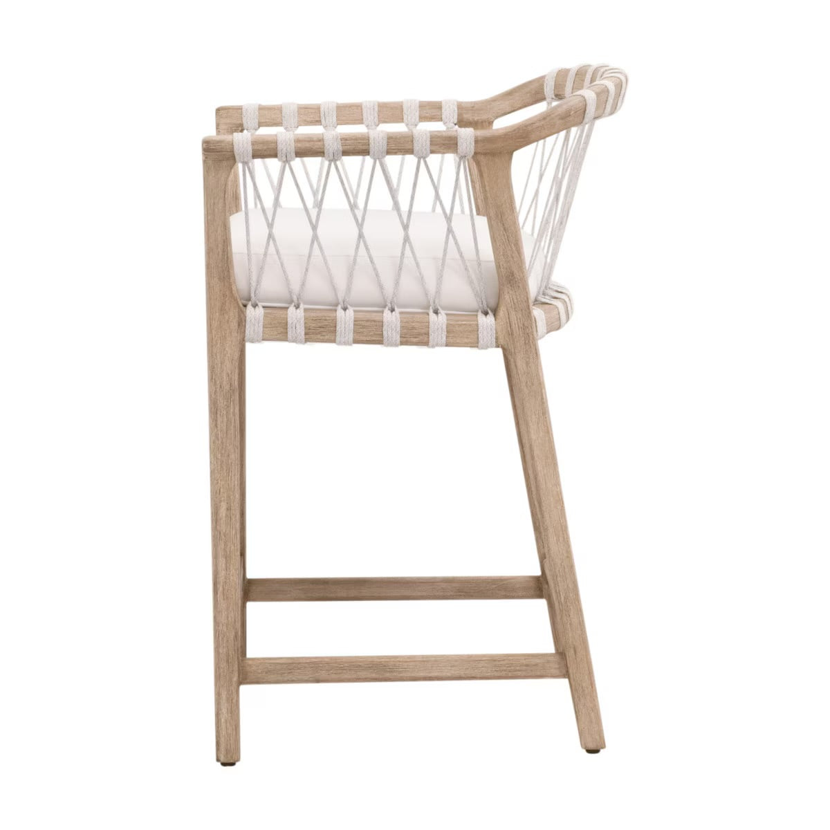 Essentials For Living Pacific Counter Stool ~ White Speckle Flat Rope, LiveSmart Peyton-Pearl With Natural Gray Mahogany Frame - Image 3