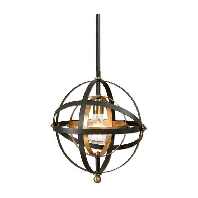 Uttermost Rondure Concentric Circles Oil Rubbed Bronze, French Gold With Antique Brass Finish Mini Pendant Light - Image 2