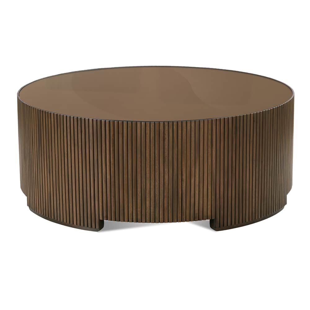 Rowe Furniture Kindred Mahogany Wood Round Coffee Table ~ Sesame Finish - Image 1