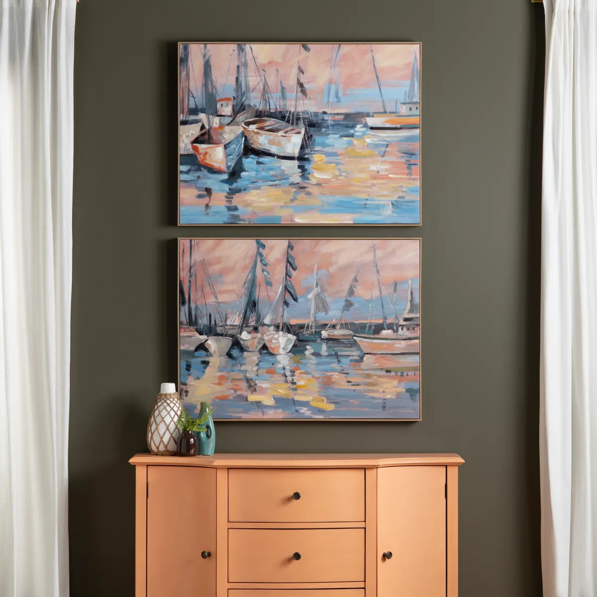 Crestview Collection Myrtle Hand Painted Canvas Wall Art ~ Set Of 2 - Image 1