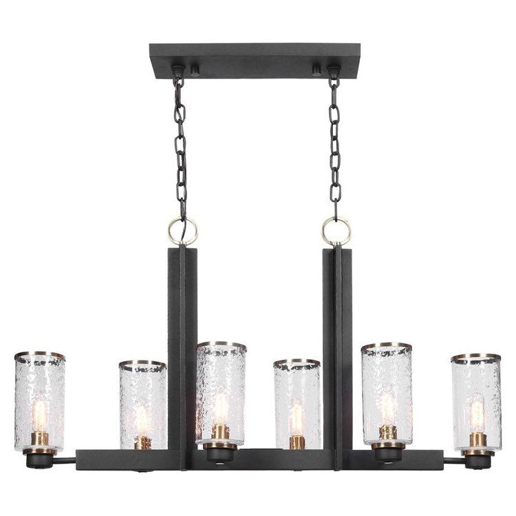 Uttermost Jarsdel Meteor Glass Shades Industrial Style Beam 6 Light Kitchen Island Light - Image 2