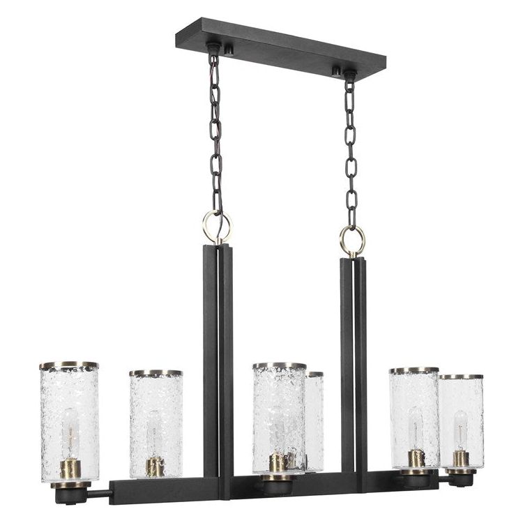 Uttermost Jarsdel Meteor Glass Shades Industrial Style Beam 6 Light Kitchen Island Light - Image 3