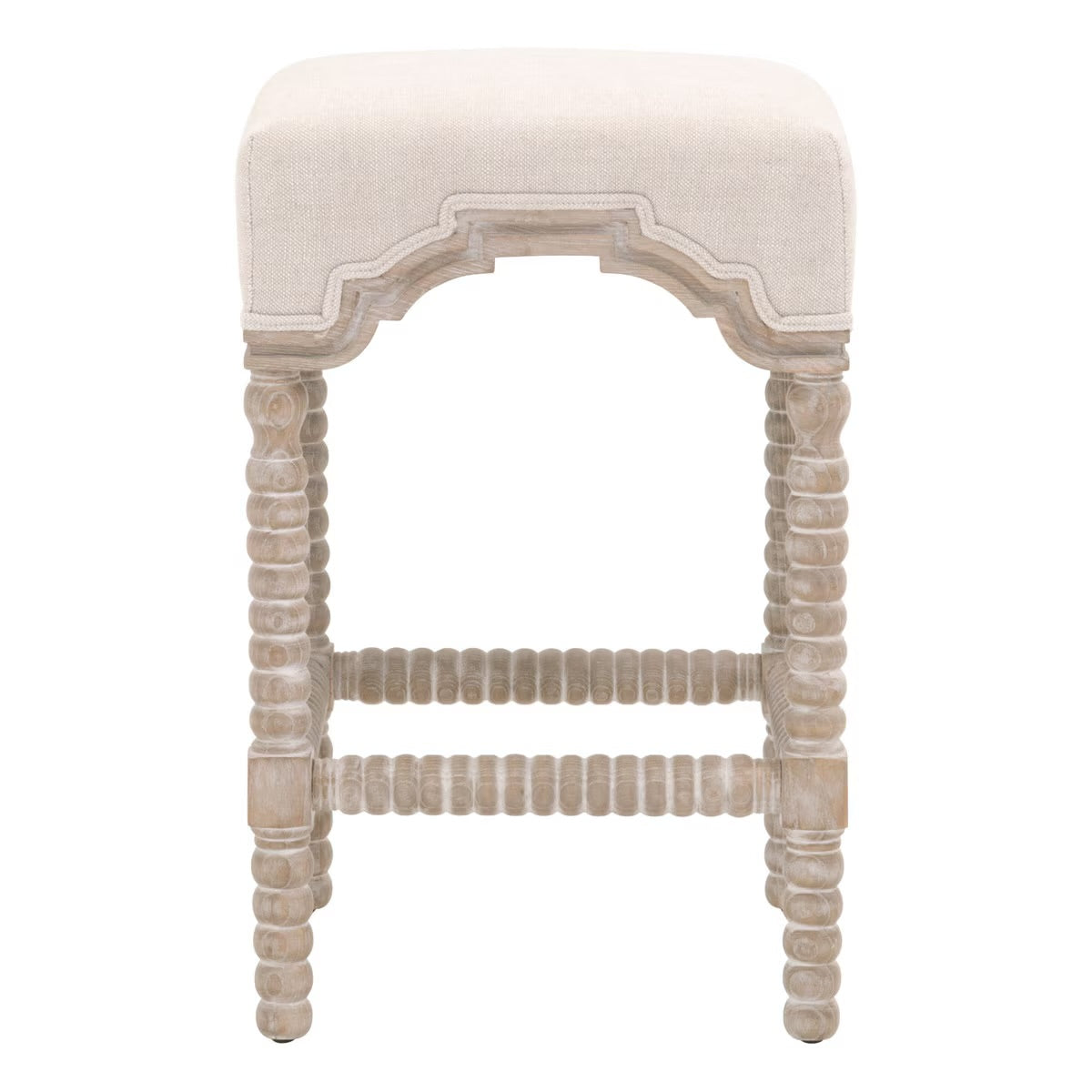 Essentials For Living Rue Counter Stool ~ Performance Bisque French Linen With Natural Gray Ash Frame - Image 1
