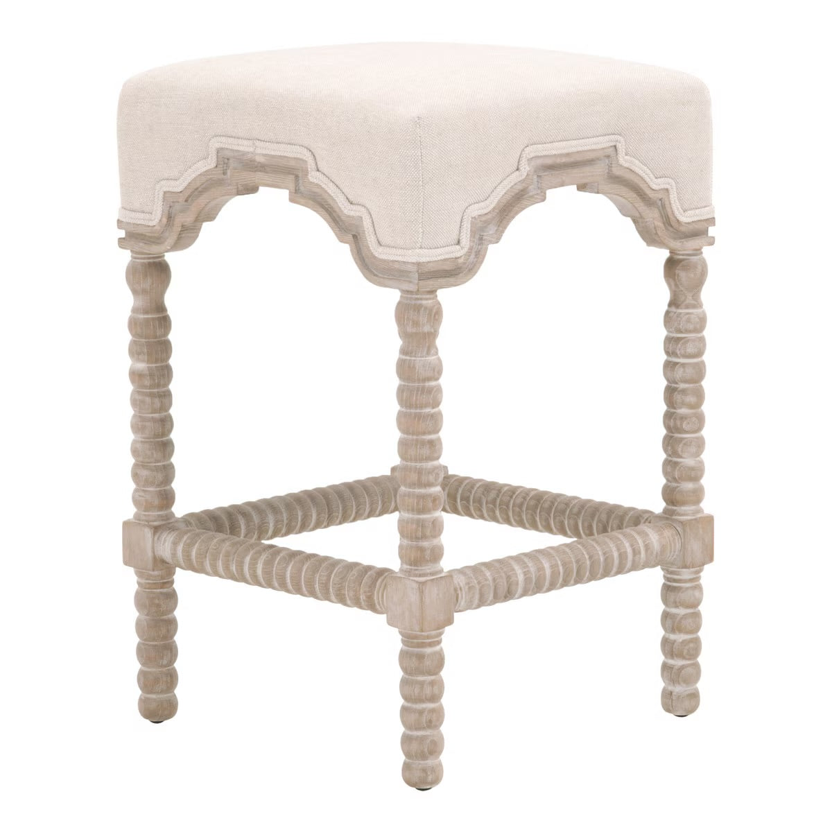 Essentials For Living Rue Counter Stool ~ Performance Bisque French Linen With Natural Gray Ash Frame - Image 2