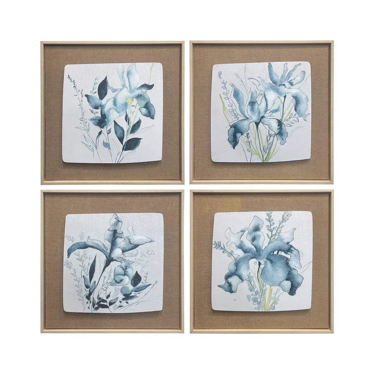 Crestview Collection Indigo Blooms Hand Painted Wall Art ~ Set Of 4 - Image 1
