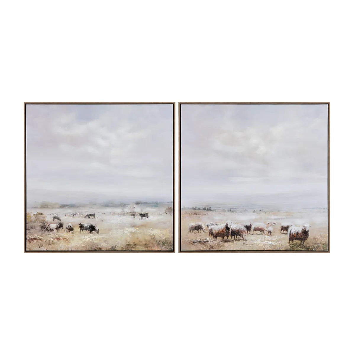 Crestview Collection Golden Pastures Hand Painted Wall Art ~ Set Of 2 - Image 1