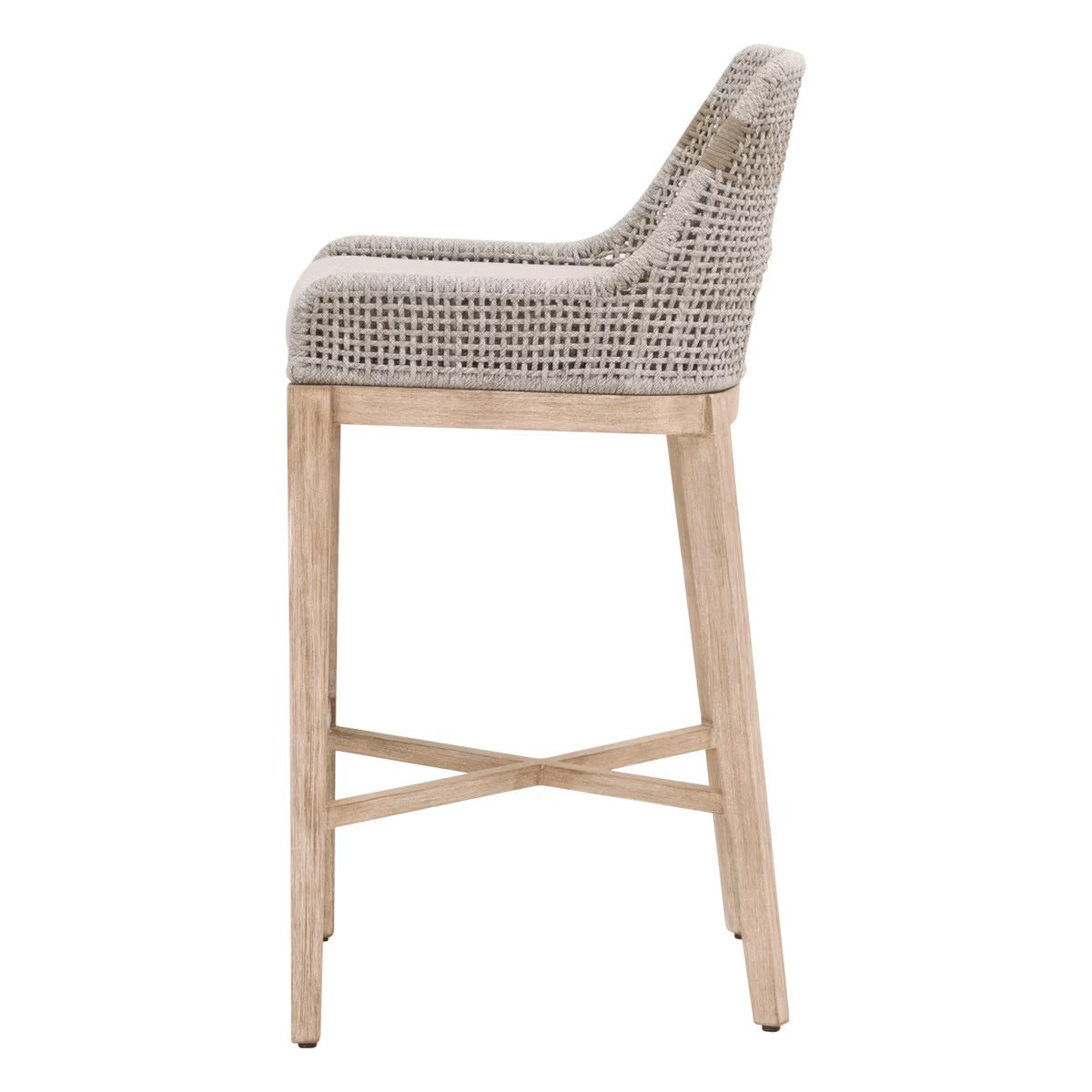 Essentials For Living Tapestry Barstool ~ Taupe & White Flat Rope, Taupe Stripe, Performance Pumice With Natural Gray Mahogany Frame - Image 3
