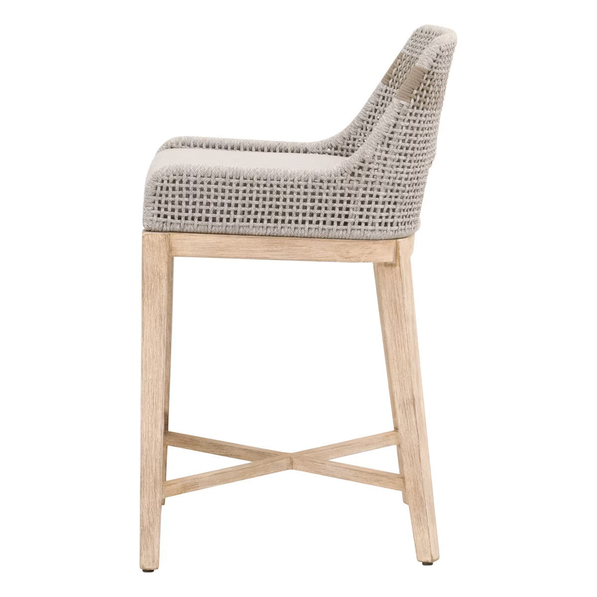 Essentials For Living Tapestry Counter Stool ~ Taupe & White Flat Rope, Taupe Stripe, Performance Pumice With Natural Gray Mahogany Frame - Image 3