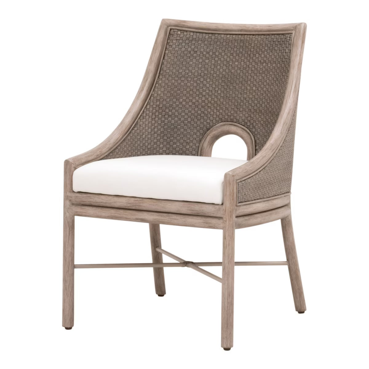 Essentials For Living Adamo Dining Chair~ French Gray Cabana Loom, LiveSmart Peyton-Pearl With French Gray Mahogany Frame ~ Set of 2 - Image 2