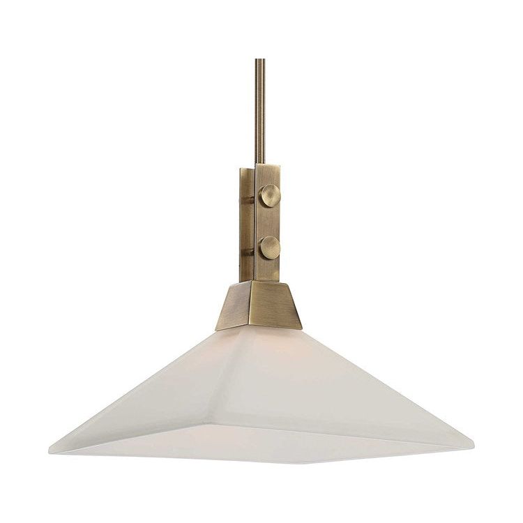 Uttermost Brookdale White Frosted Glass Shade With Aged Brass Finish Pendant Light