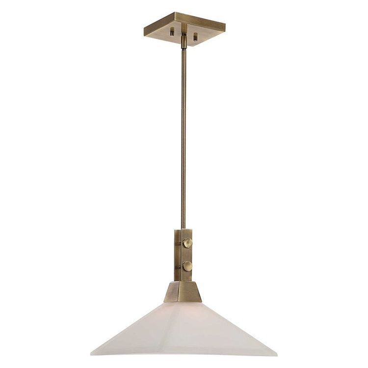 Uttermost Brookdale White Frosted Glass Shade With Aged Brass Finish Pendant Light - Image 3
