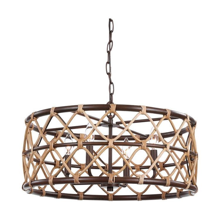 Uttermost Hilo Natural Rattan With Oil Rubbed Bronze Accents 4 Light Pendant - Image 2