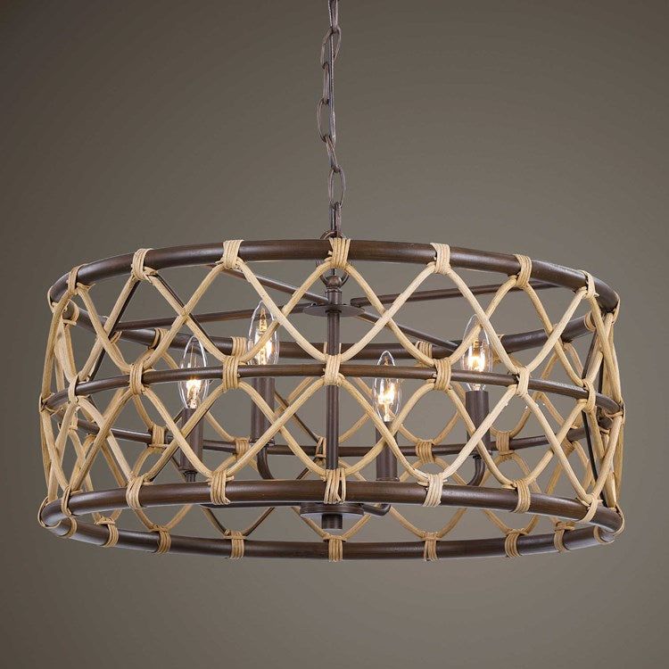 Uttermost Hilo Natural Rattan With Oil Rubbed Bronze Accents 4 Light Pendant - Image 3