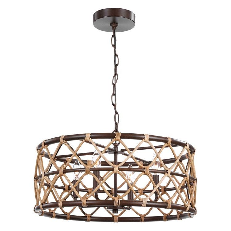 Uttermost Hilo Natural Rattan With Oil Rubbed Bronze Accents 4 Light Pendant