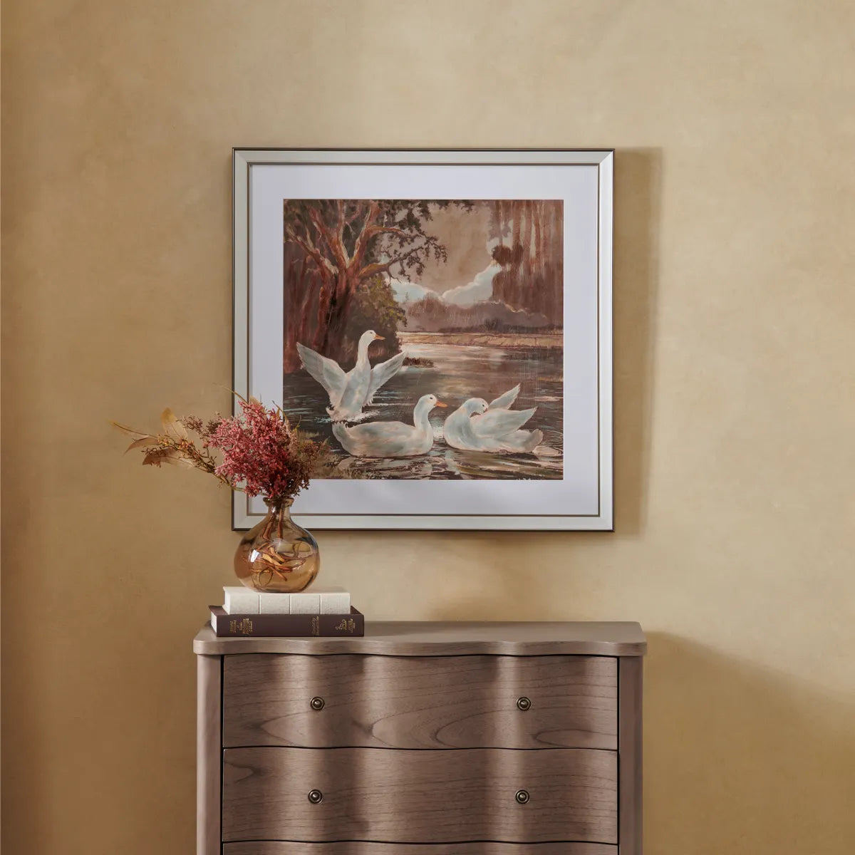 Crestview Collection Swan Lakes Hand Painted Wall Art - Image 1