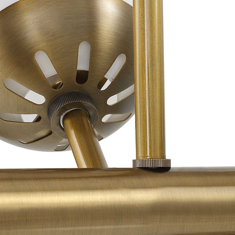 Uttermost Droplet Matte White Opal Globes With Antique Brass Finish 11 Light Linear Chandelier - Image 3