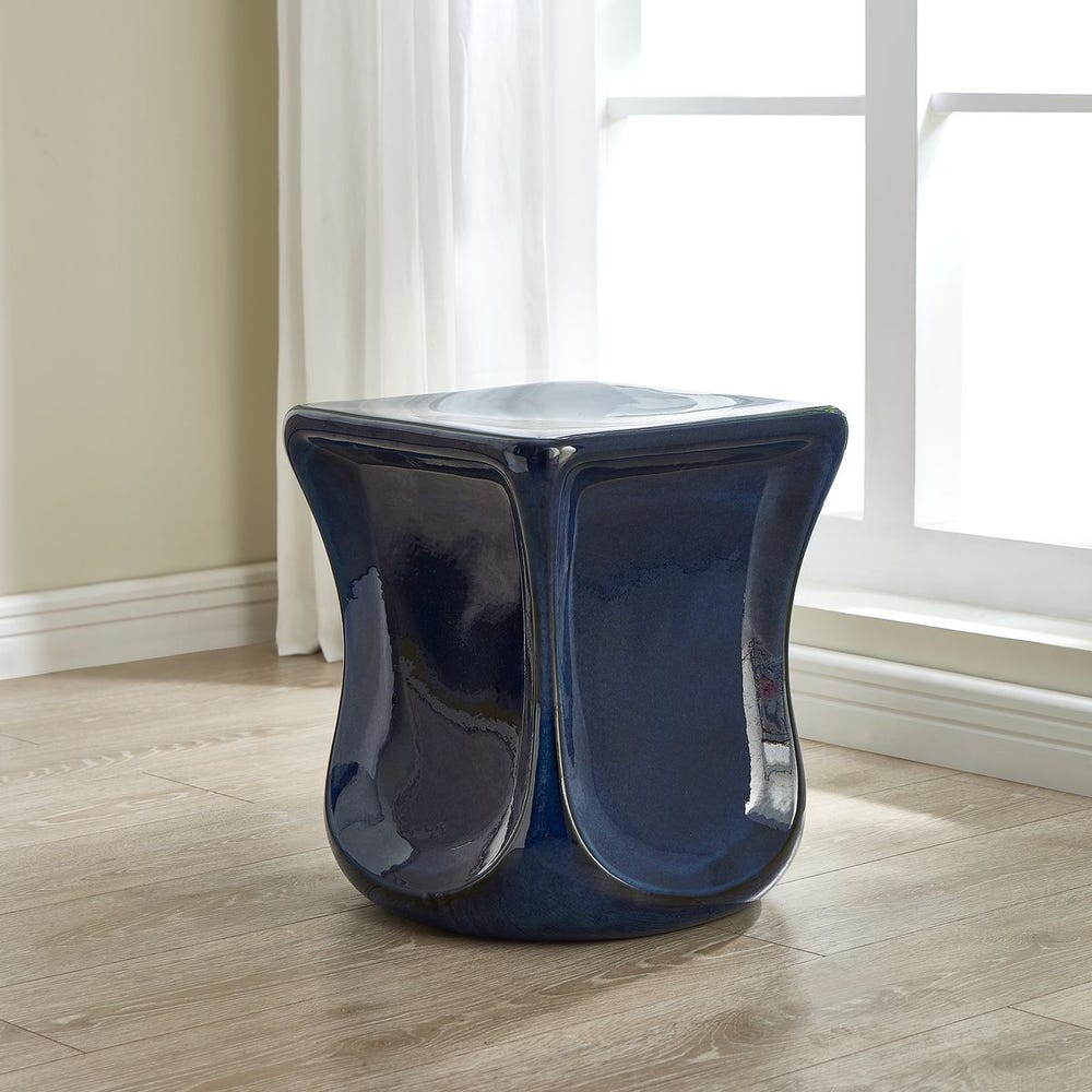 Uttermost Kaz Blue Glazed Garden Stool ~ Indoor And Outdoor Use - Image 2