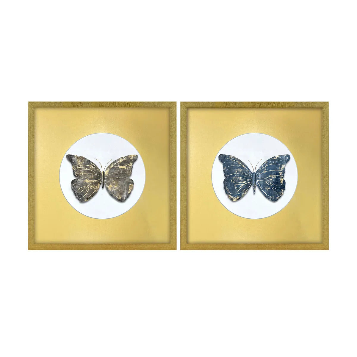 Crestview Collection Golden Wings Hand Painted Wall Art ~ Set Of 2