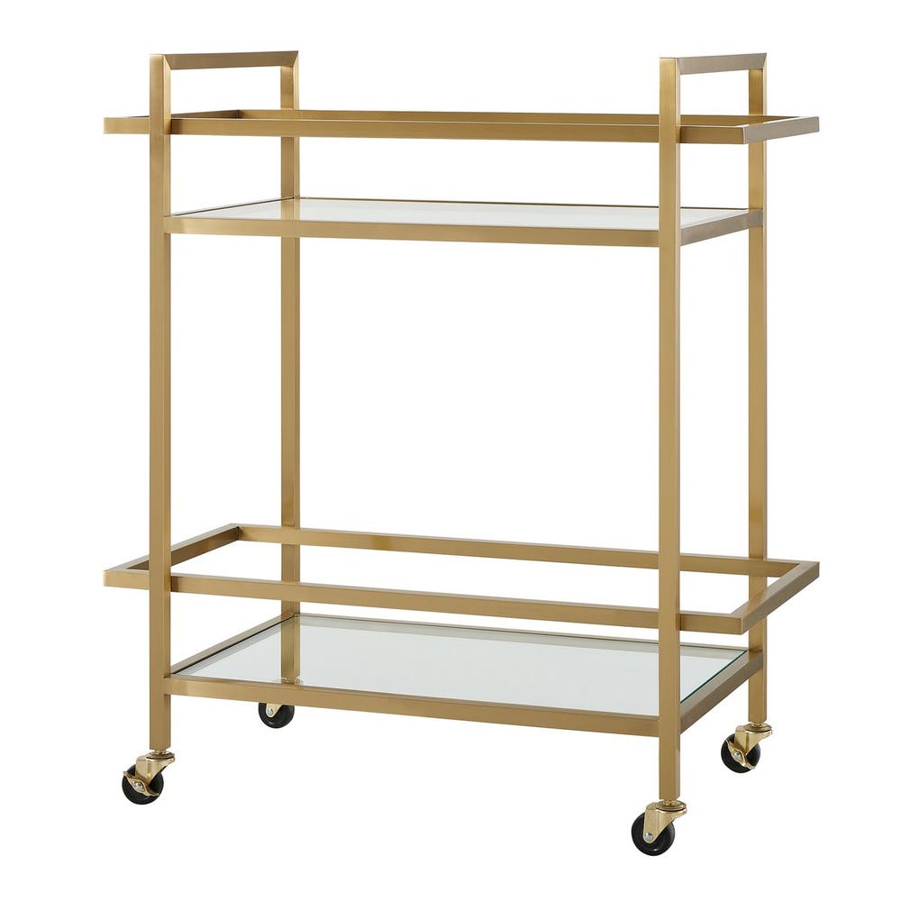 Uttermost Erena Brass Bar Cart With Glass Shelves - Image 3