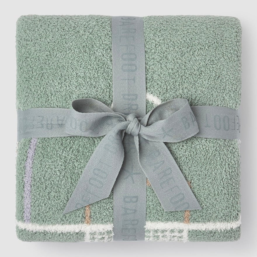 Barefoot Dreams CozyChic Goal Stroller Baby Blanket ~ Sage Green - Image 2