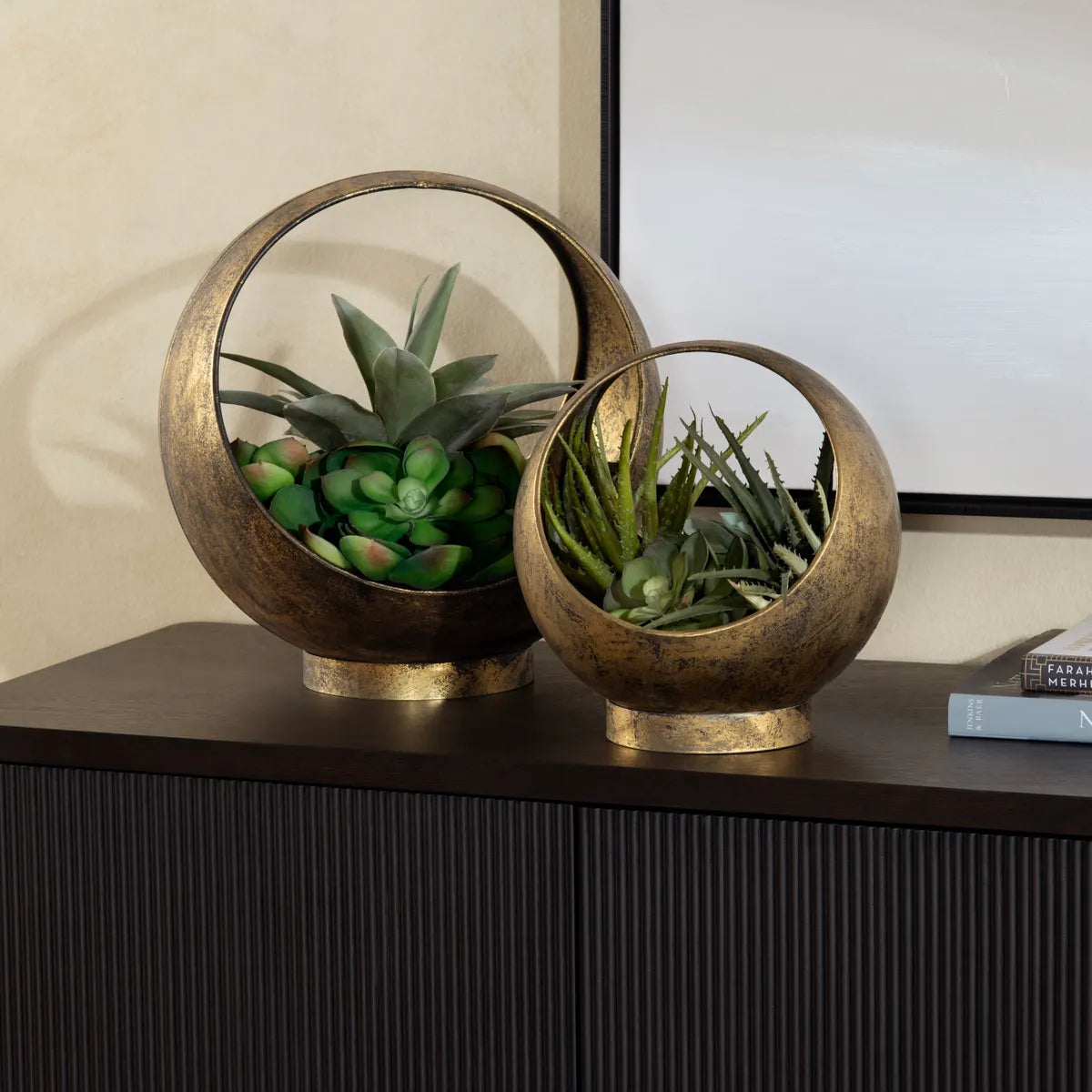Crestview Collection Sansa Gold Containers ~ Set Of 2 - Image 1