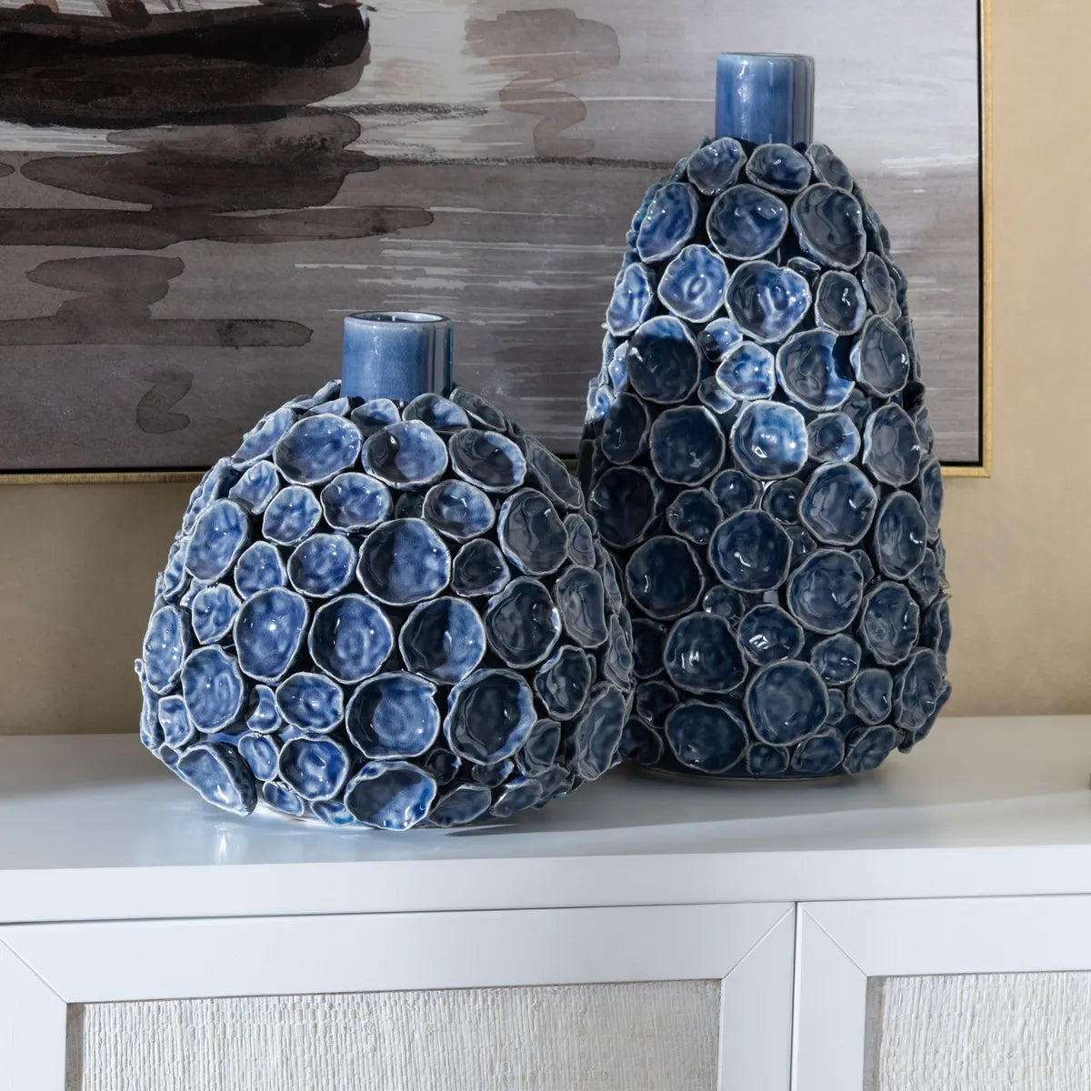 Crestview Collection Blue Emile Vases ~ Set Of 2 - Image 1