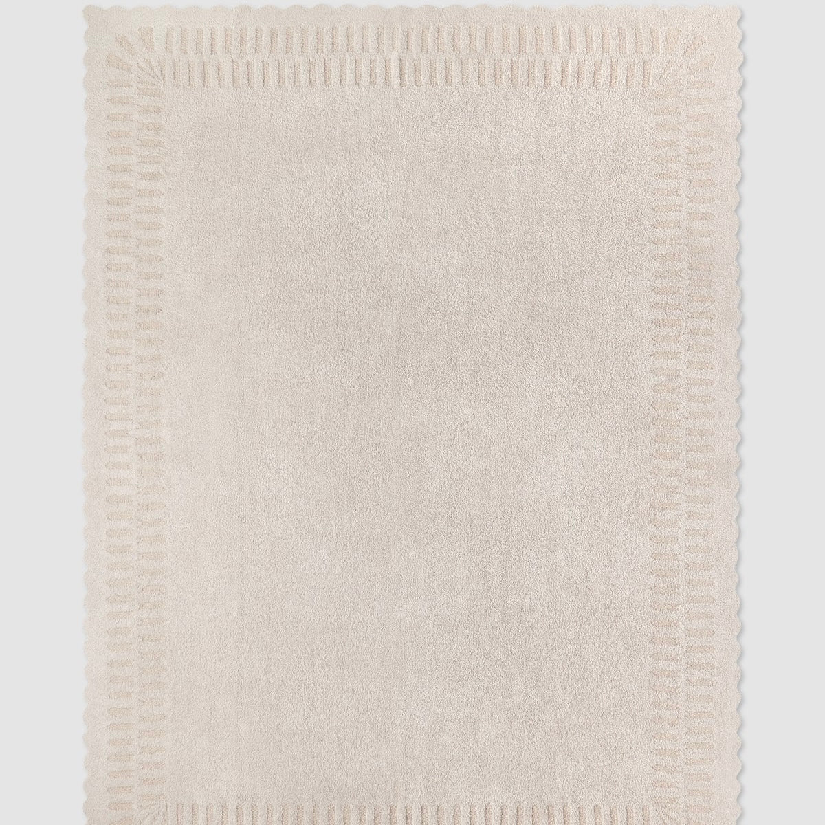 Barefoot Dreams CozyChic Cotton Shell Texture Scalloped Edge Throw Blanket ~ Stone - Image 2