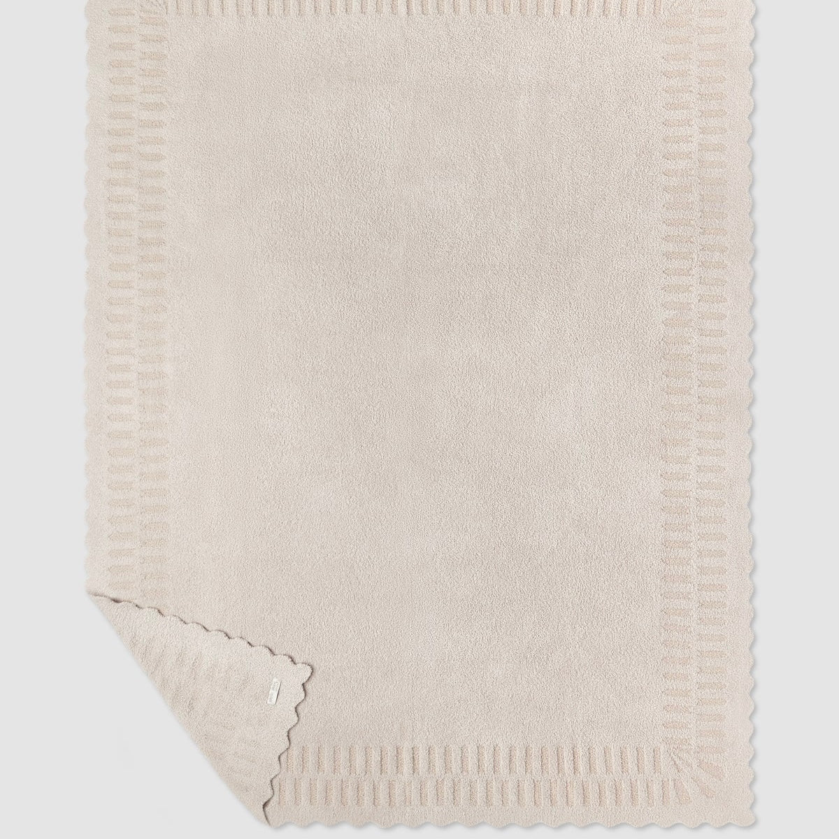 Barefoot Dreams CozyChic Cotton Shell Texture Scalloped Edge Throw Blanket ~ Stone - Image 3