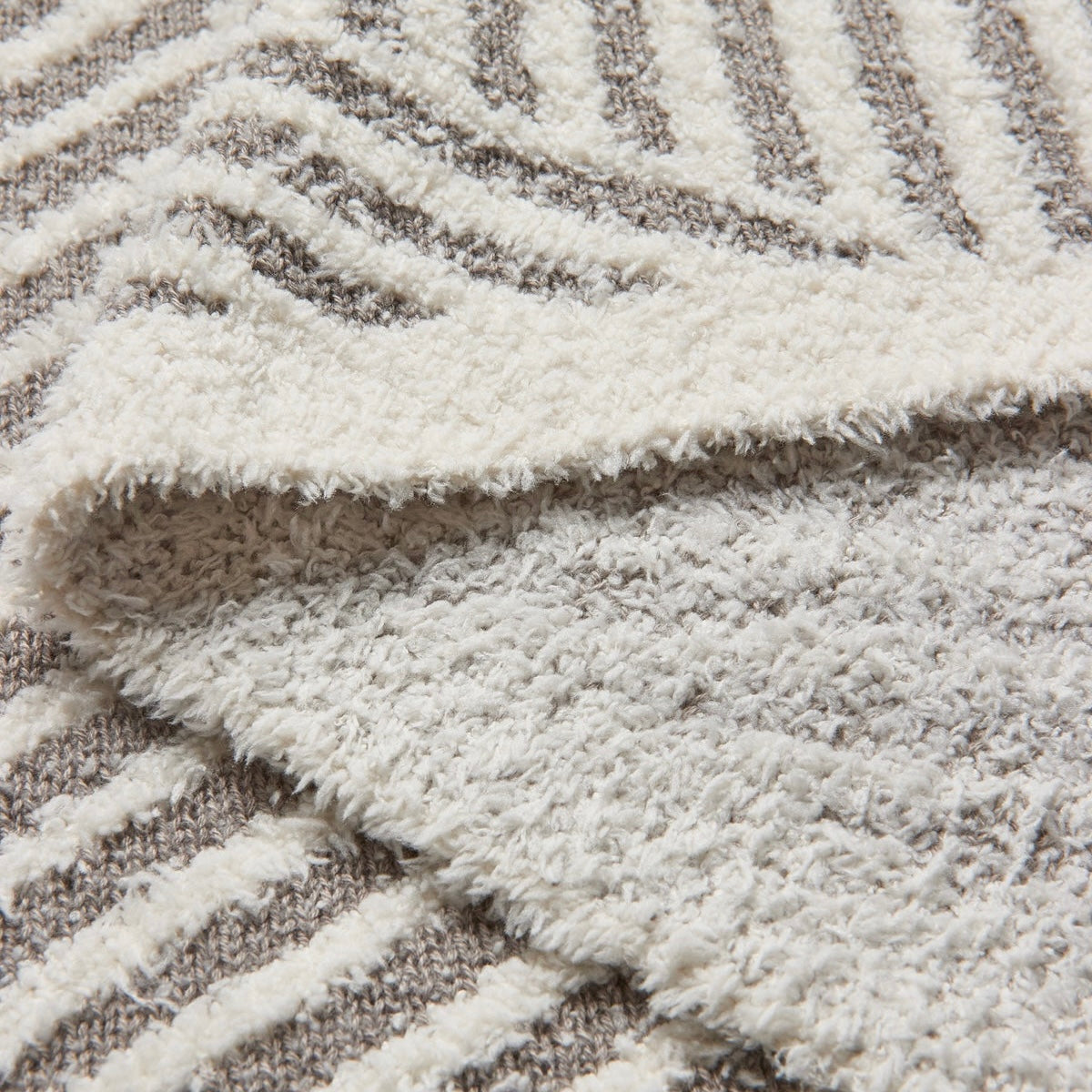 Barefoot Dreams CozyChic Cotton Linea Mixed Stripe Throw Blanket ~ Cream & Pewter - Image 2