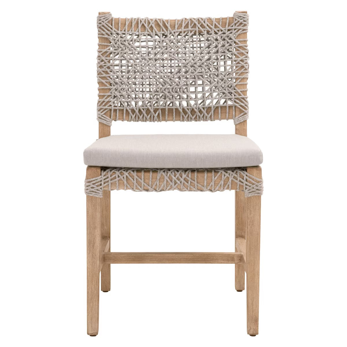 Essentials For Living Costa Dining Chair ~ Taupe & White Flat Rope, Performance Pumice With Natural Gray Mahogany Frame (SET of 2) - Image 1