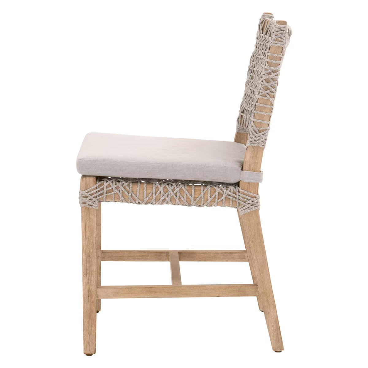 Essentials For Living Costa Dining Chair ~ Taupe & White Flat Rope, Performance Pumice With Natural Gray Mahogany Frame (SET of 2) - Image 3