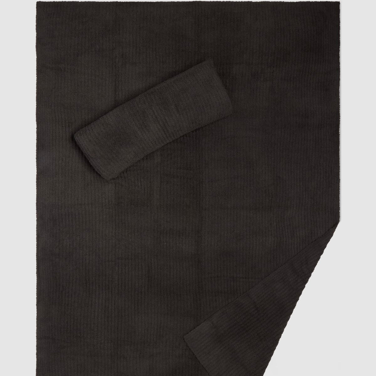 Barefoot Dreams CozyChic Rib Dorm Set ~ Carbon Ribbed Twin XL Blanket & Lumbar Pillow - Image 3