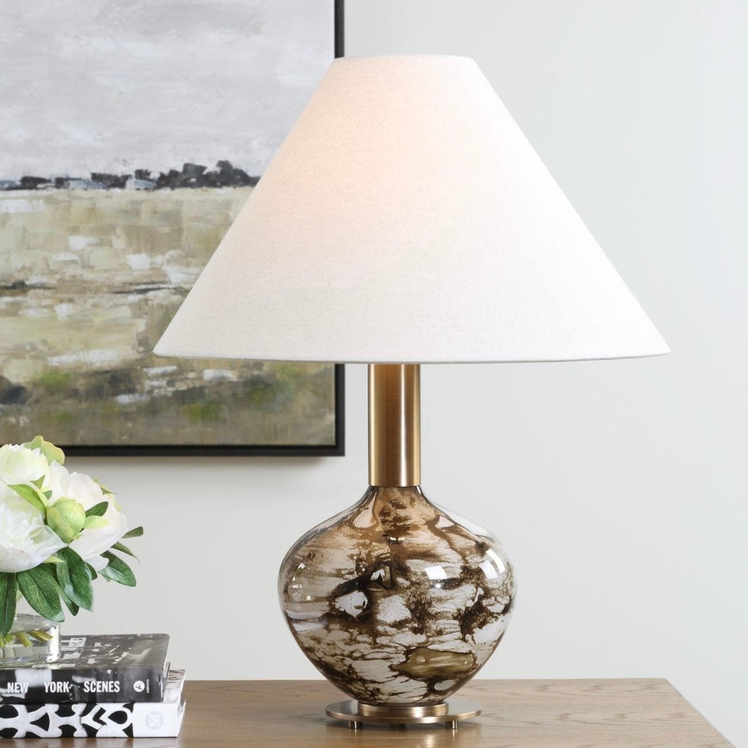 Uttermost Montagu Glass Art Table Lamp - Image 1