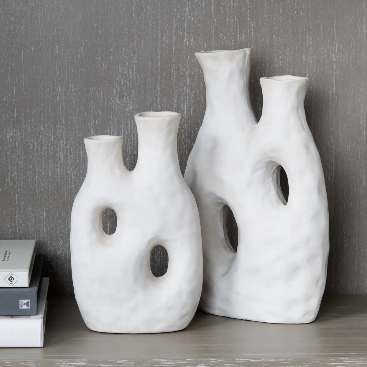 Crestview Collection Reeves White Glazed Vases ~ Set Of 2 - Image 2