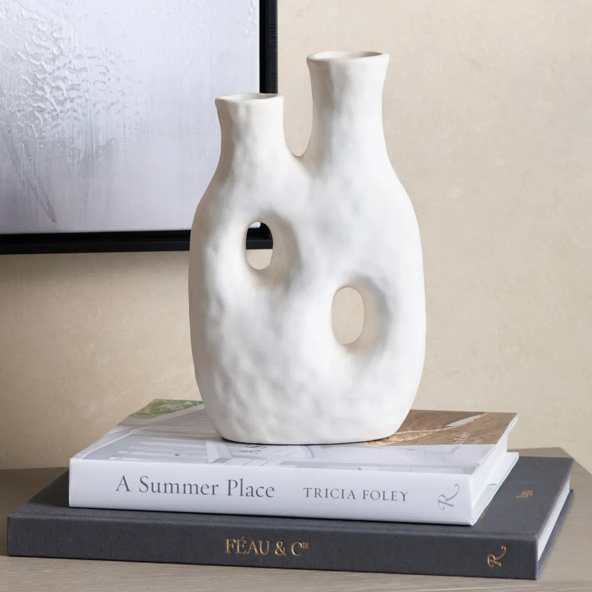 Crestview Collection Reeves White Glazed Vases ~ Set Of 2 - Image 3
