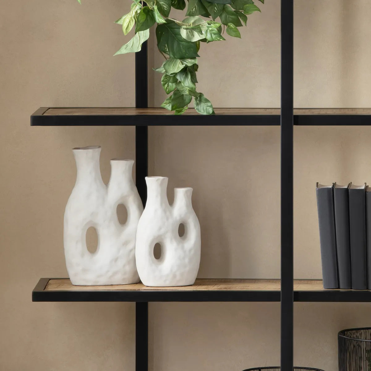 Crestview Collection Reeves White Glazed Vases ~ Set Of 2 - Image 1