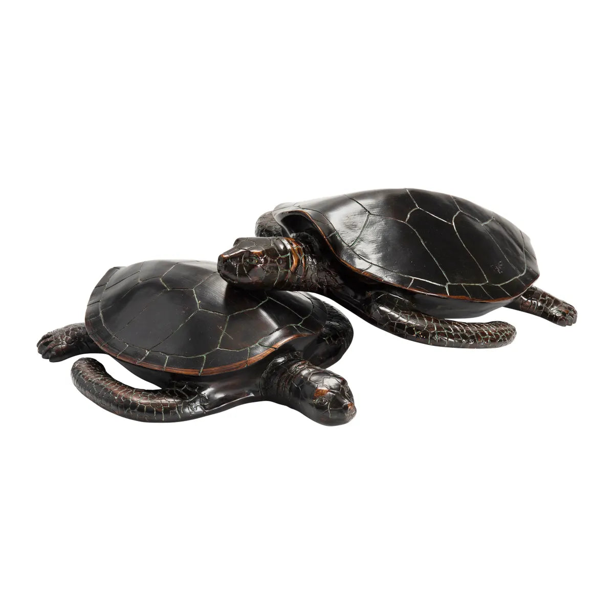 Crestview Collection Sheldon Turtle Statues Bronzed Finished ~ Set Of 2 - Image 1