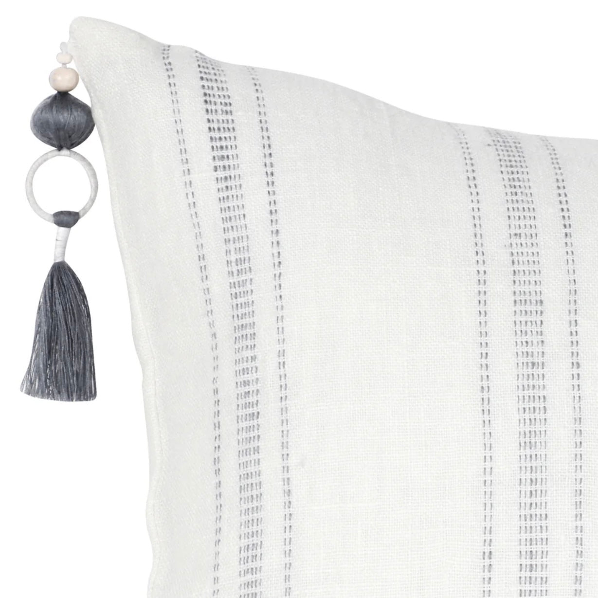 Anaya Home So Soft Linen White with Grey Stripes Pillow 13x30 With Down Insert ~ DREAMY BEDDING SALE~ Limited Quantity - Image 3