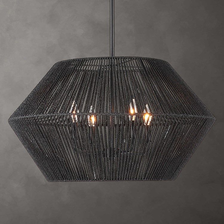 Uttermost Suva Natural Rope With Matte Black Finish 4 Light  Pendant - Image 2
