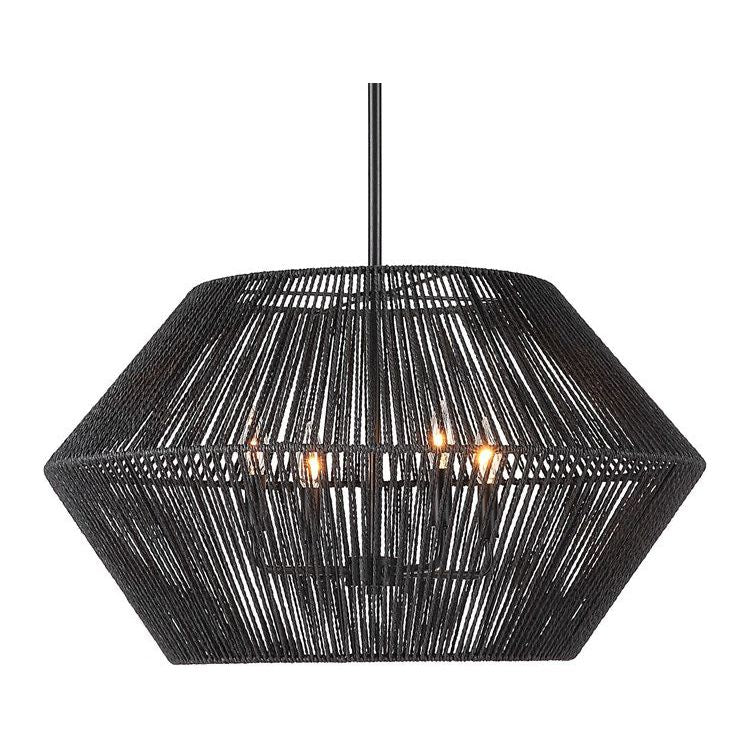 Uttermost Suva Natural Rope With Matte Black Finish 4 Light  Pendant - Image 3